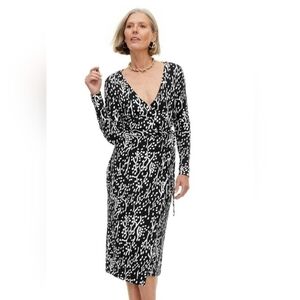 Diane Von Furstenberg Black And White Print Wrap Dress
